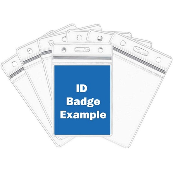 Clear ID holders card holders zip lock top punch holes to clip on lanyard zinger - Picture 5 of 11